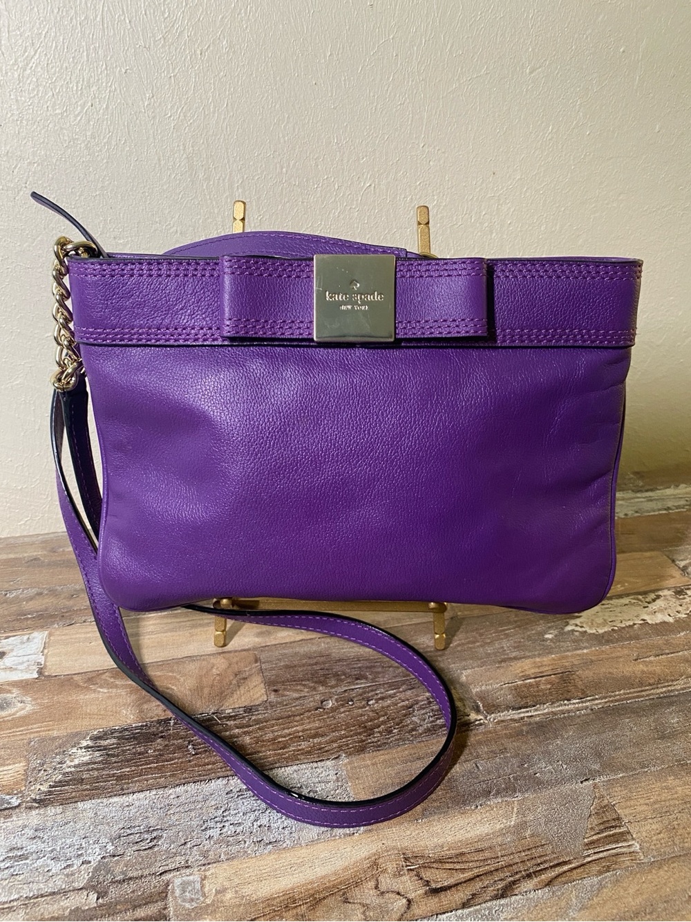 kate spade Purple Leather Bow Accent Crossbody Bag